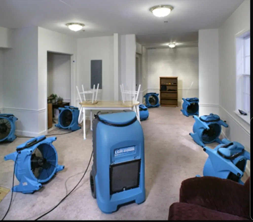 Air movers and dehumidifier setup for Water Extraction & Removal in Taft